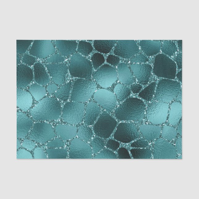 Papel De Seda Padrão de Manchas de Girafa com Glitter Glam Ombre (Frente )