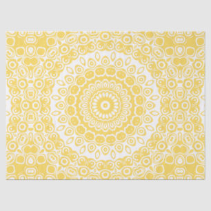 Papel De Seda Padrão de Mandala Amarelo Mostarda