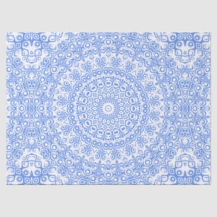 Papel De Seda Padrão de Mandala Azul Centáurea