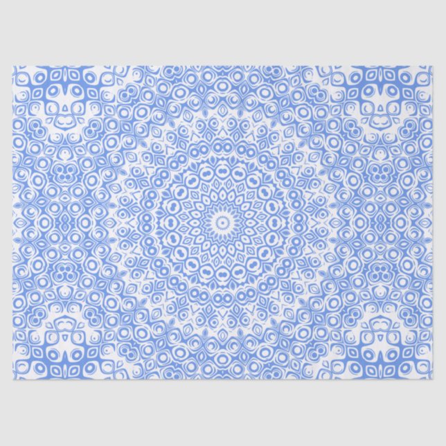 Papel De Seda Padrão de Mandala Azul Centáurea (Frente )