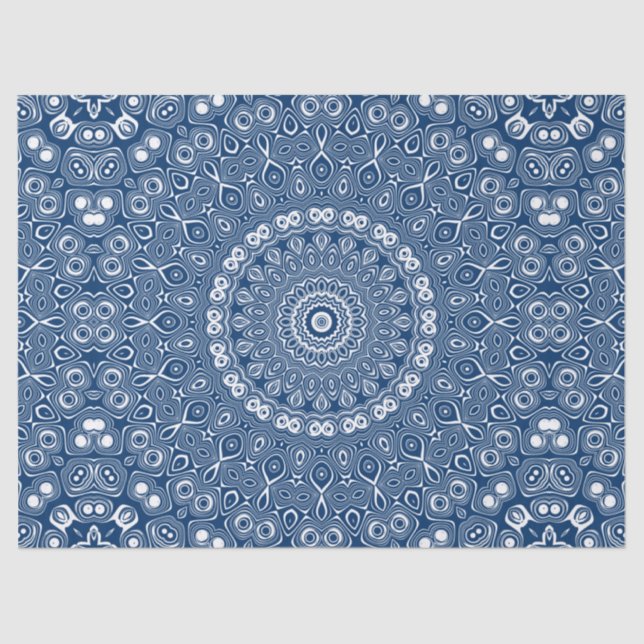 Papel De Seda Padrão de Mandala Azul Índigo (Frente )