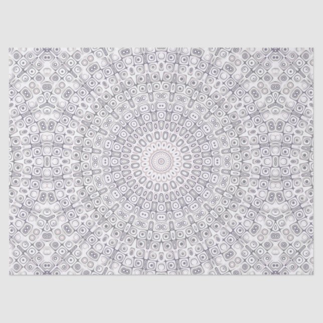 Papel De Seda Padrão de Mandala Cinza e Lilás (Frente )