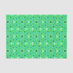 Papel De Seda Padrão de Mandala, Emerald verde e pavão