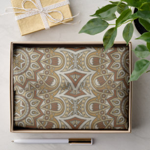 Papel De Seda Padrão de Mandala Marrom