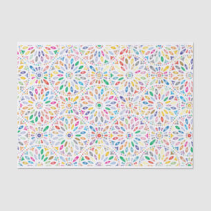 Papel De Seda Padrão de Mandala Ornamentado - Mosaico Colorido