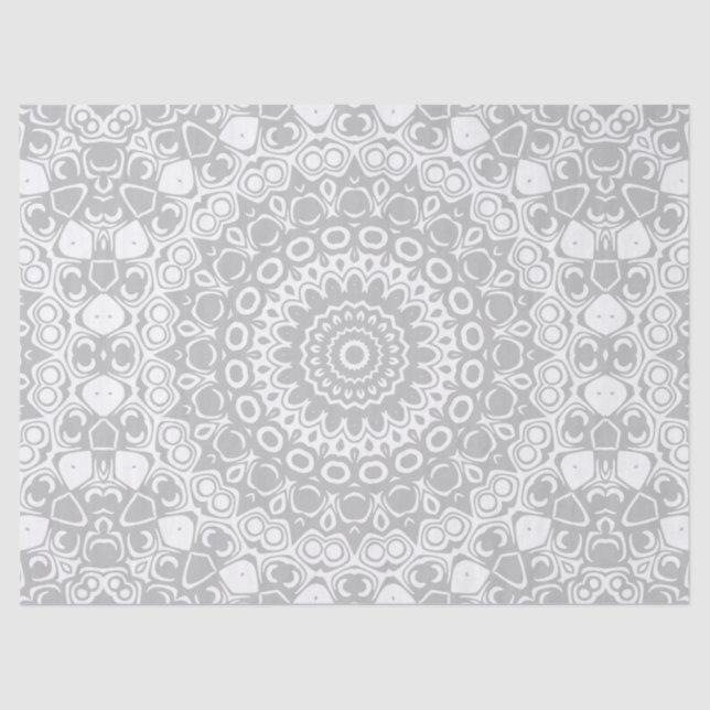 Papel De Seda Padrão de Mandala Prateada Elegante (Frente )