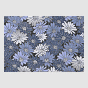 Papel De Seda Padrão de margarida azul e branca