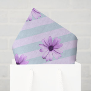 Papel De Seda Padrão de Margarida Azul e Roxo