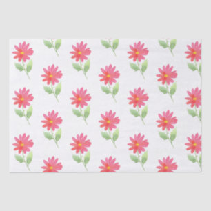 Papel De Seda Padrão de Margarida Cor de Água Rosa Coral