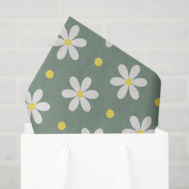 Papel De Seda Padrão de Margaridas Brancas Fundo Personalizado