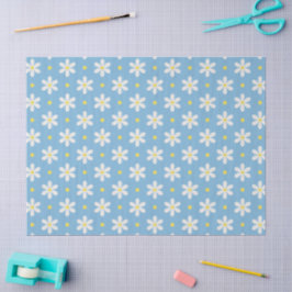 Papel De Seda Padrão de Margaridas Brancas Fundo Personalizado