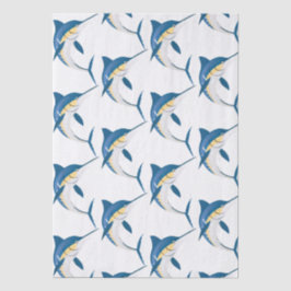 Papel De Seda Padrão de Marlim Azul