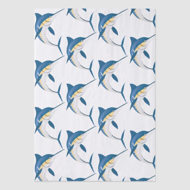 Papel De Seda Padrão de Marlim Azul (Frente )