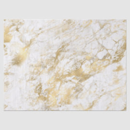 Papel De Seda Padrão de Mármore Branco e Dourado Moderno