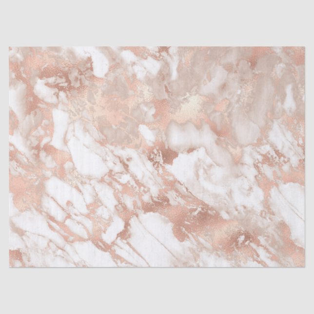 Papel De Seda Padrão de Mármore Branco e Dourado Rosa Moderno (Frente )