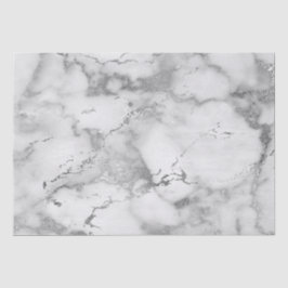 Papel De Seda Padrão de Mármore Branco e Prata Moderno