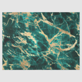 Papel De Seda Padrão de Mármore Teal e Dourado Moderno