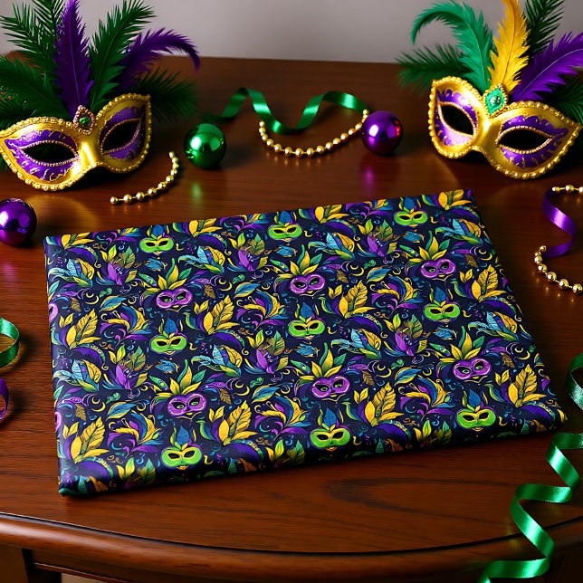 Papel De Seda Padrão de máscara Mardi Gras Máscaras (Masterpiece Mardi Gras Masks pattern Tissue Paper)