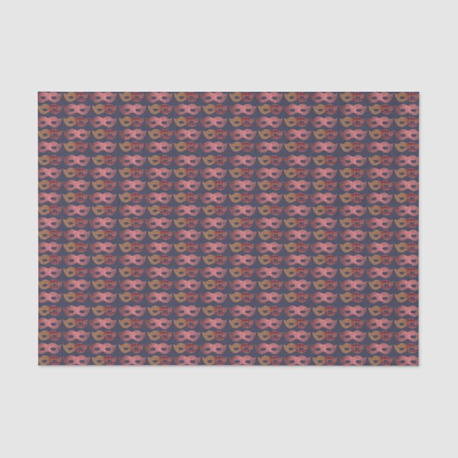 Papel De Seda Padrão de Máscaras de Mascarada Borgonha (Frente )