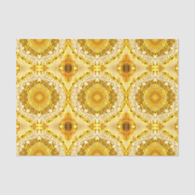 Papel De Seda Padrão de Medalhão no Padrão de Batik Amarelo de M (Frente )
