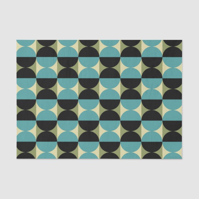 Papel De Seda Padrão de meio quadrado e círculo geométrico retrô (Frente )