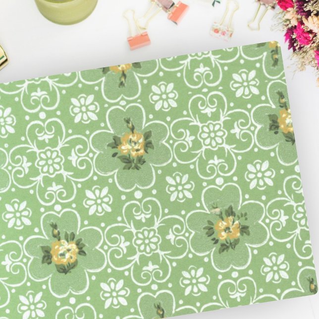 Papel De Seda Padrão de Meio século Amarelo Verde Retroativo Vin (Criador carregado)