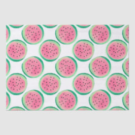 Papel De Seda Padrão de melancia em aquarela rosa e verde