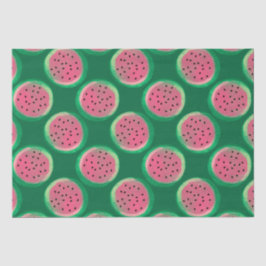 Papel De Seda Padrão de melancia em aquarela rosa e verde