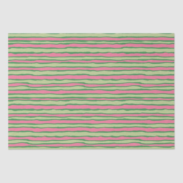 Papel De Seda Padrão de melancia em aquarela rosa e verde (Frente )
