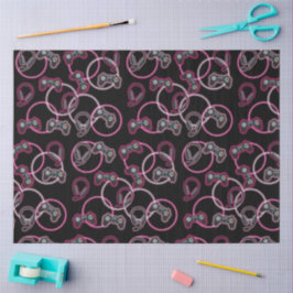 Papel De Seda Padrão de Meninas Rosa Neon Jogo de Vídeo