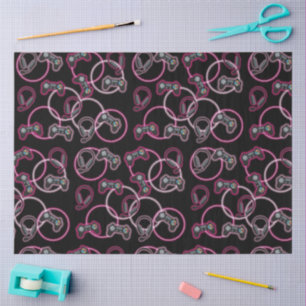 Papel De Seda Padrão de Meninas Rosa Neon Jogo de Vídeo