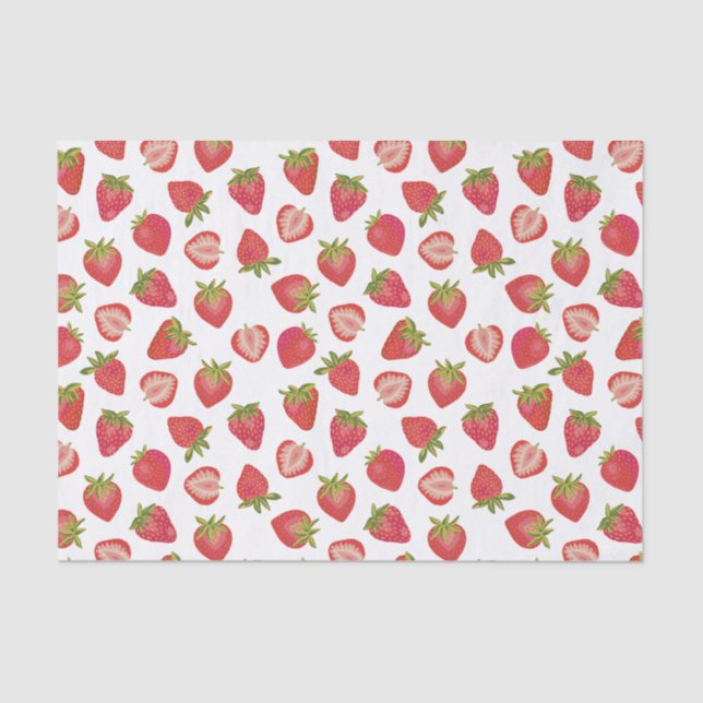 Papel De Seda Padrão de Morango de Verão (Frente )