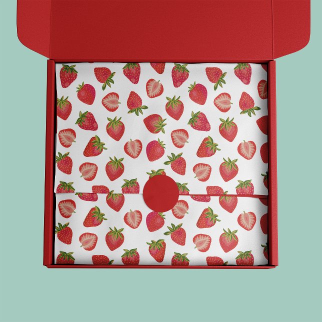 Papel De Seda Padrão de Morango de Verão Fofo (Strawberry pattern tissue paper)