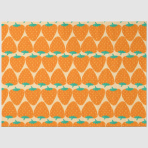 Papel De Seda Padrão de morango retrô em laranja e verde