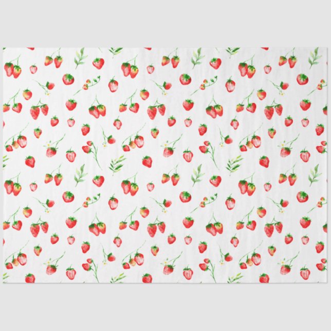 Papel De Seda Padrão de Morangos e Margaridas (Frente )