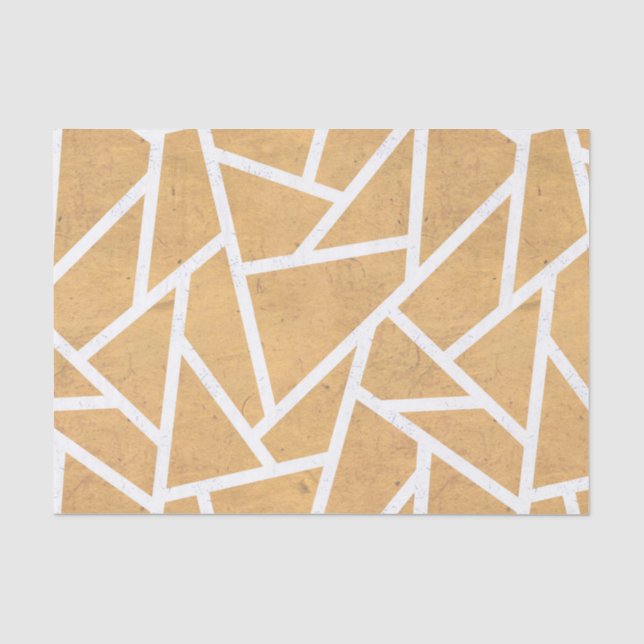 Papel De Seda Padrão de mosaico amarelo e branco (Frente )