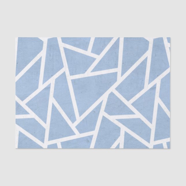 Papel De Seda Padrão de mosaico branco e azul pálido (Frente )