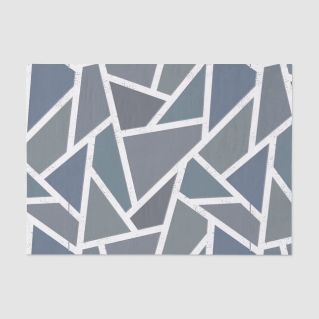 Papel De Seda Padrão de mosaico de cinza azul (Frente )
