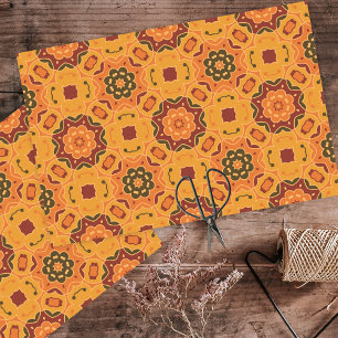 Papel De Seda Padrão de Mosaico Étnico Colorido de Outono Lara