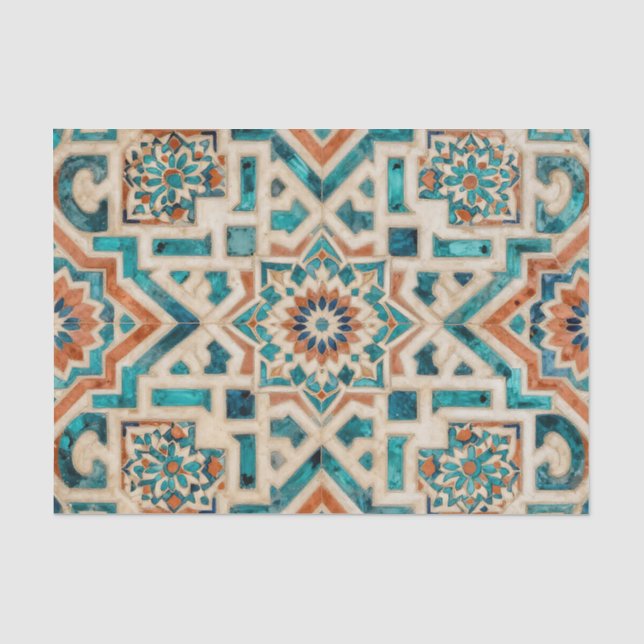 Papel De Seda Padrão de Mosaico Marroquino (Frente )