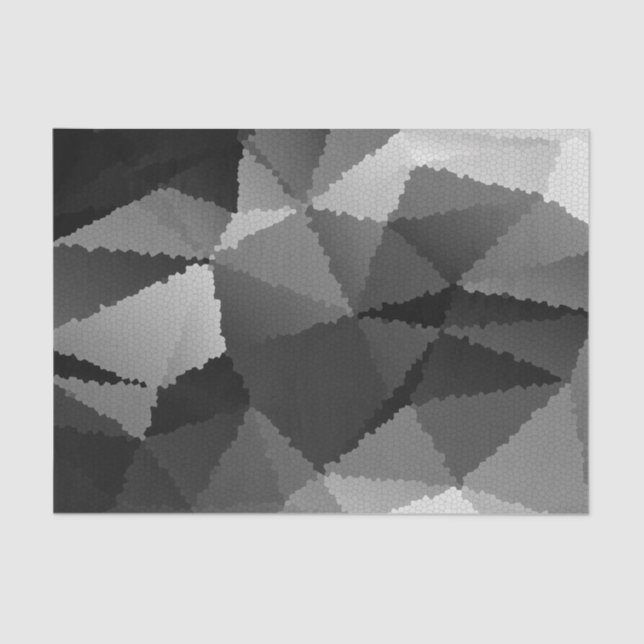 Papel De Seda Padrão de mosaico preto e branco (Frente )