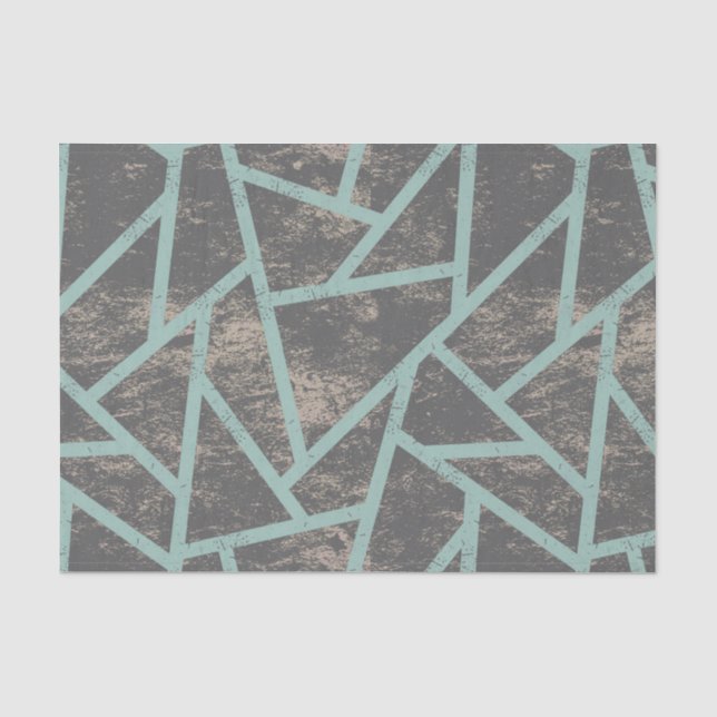 Papel De Seda Padrão de mosaico verde-claro e cinza (Frente )