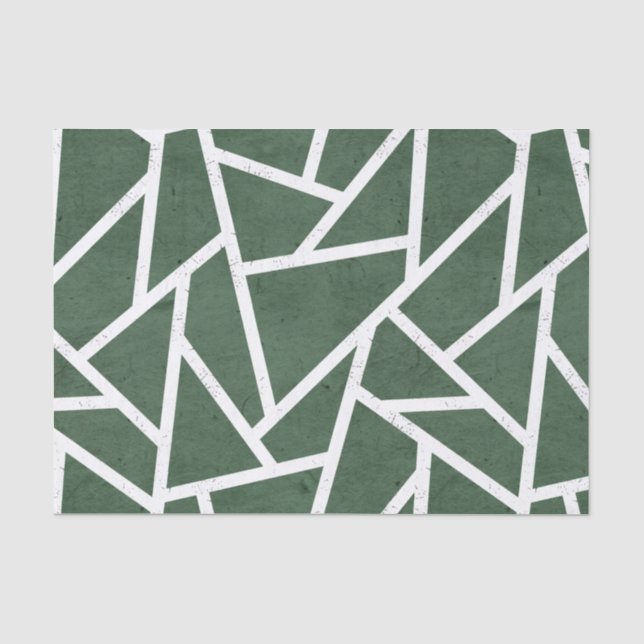 Papel De Seda Padrão de mosaico verde e branco (Frente )