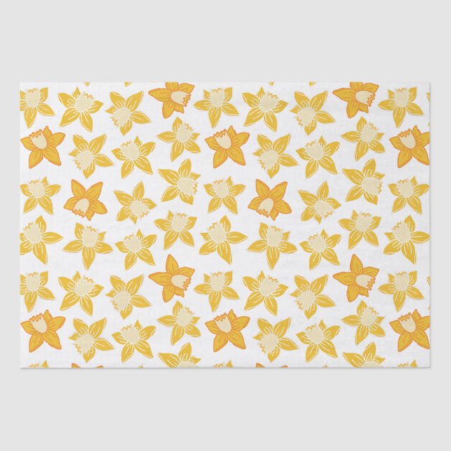 Papel De Seda Padrão de Narciso da Primavera (Frente )