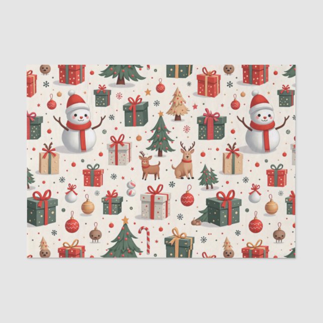 Papel De Seda Padrão de Natal (Frente )