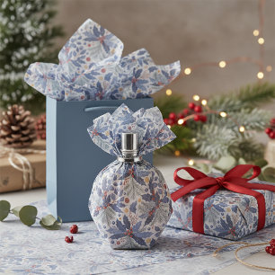 Papel De Seda Padrão de Natal Azul#17 ID1009