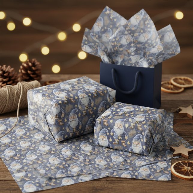 Papel De Seda Padrão de Natal Blue Gold #11 ID1009 (Criador carregado)