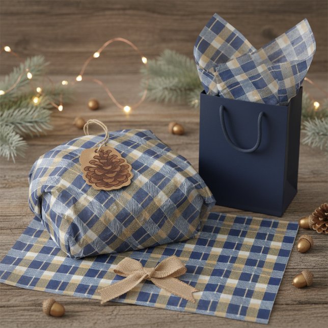 Papel De Seda Padrão de Natal Blue Gold #7 ID1009 (Criador carregado)