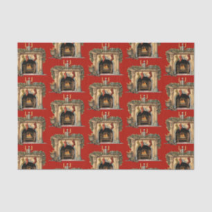 Papel De Seda Padrão de Natal da Lareira Victoriana Cozy