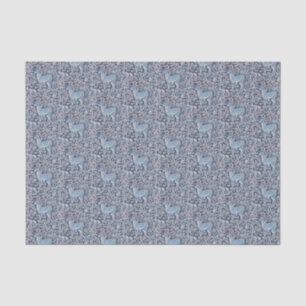 Papel De Seda Padrão de Natal da Natureza do Veado Branco Azul